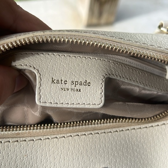 Vintage Y2K Kate Spade White Leather Barrel Satchel Handbag - Picture 11 of 11